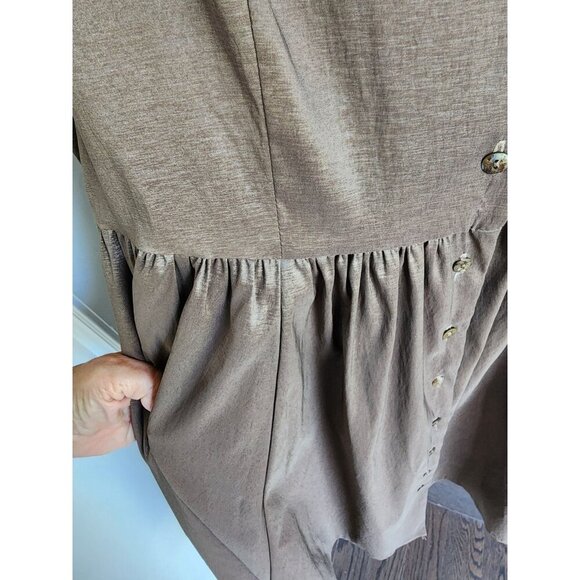 Joseph Ribkoff Light Brown Taffeta style button front sleeveless dress Size 12 - Picture 4 of 7